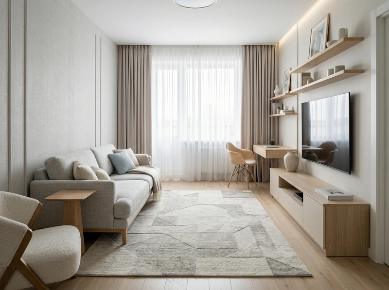 Дизайн гостиной в стиле Сканди — фото интерьера от нейросети RoomGPT