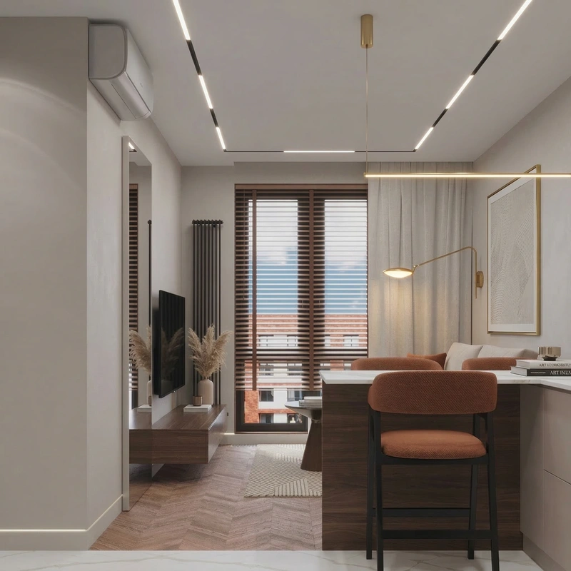 Дизайн интерьера в стиле Минимализм — Гостиная от нейросети RoomGPT