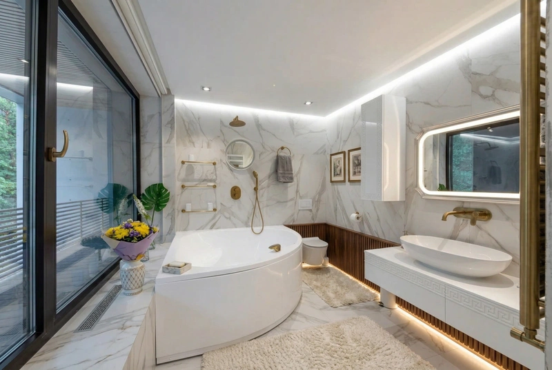 Дизайн ванной в стиле Неоклассика — фото интерьера от нейросети RoomGPT