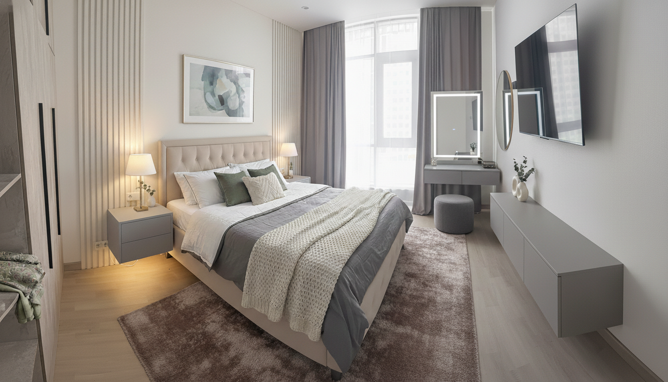 Дизайн спальни в стиле Неоклассика — фото интерьера от нейросети RoomGPT