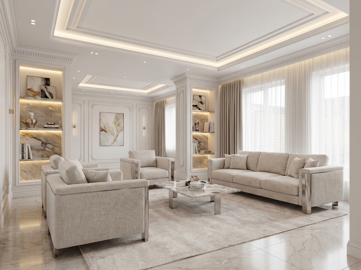 Дизайн гостиной в стиле Классика — фото интерьера от нейросети RoomGPT