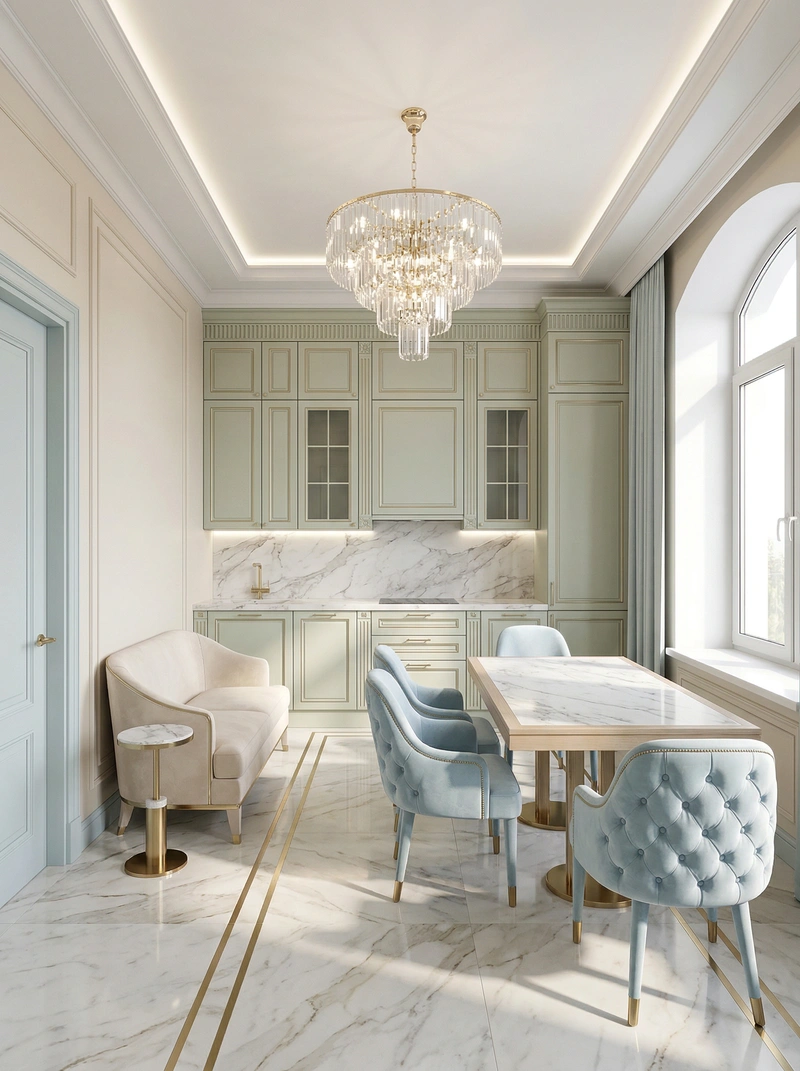 Дизайн интерьера в стиле Неоклассика — Кухня от нейросети RoomGPT