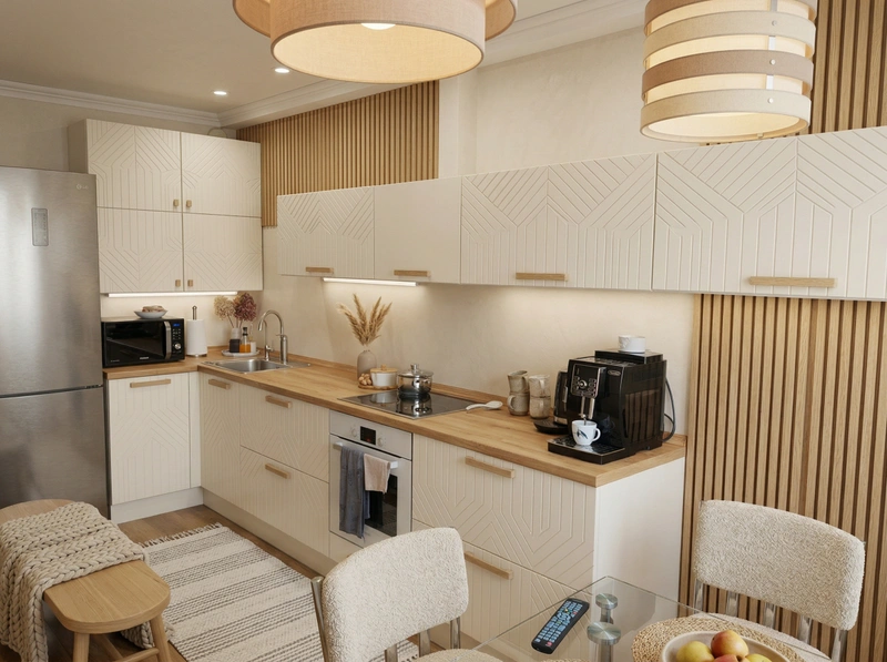 Дизайн кухни в стиле Хюгге — фото интерьера от нейросети RoomGPT