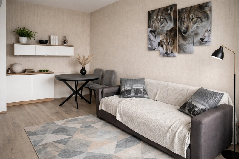 Дизайн интерьера в стиле Минимализм — Гостиная от нейросети RoomGPT