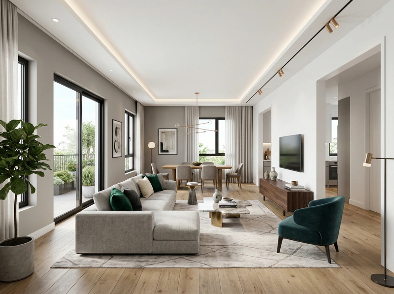 Дизайн гостиной в стиле Контемпорари — фото интерьера от нейросети RoomGPT