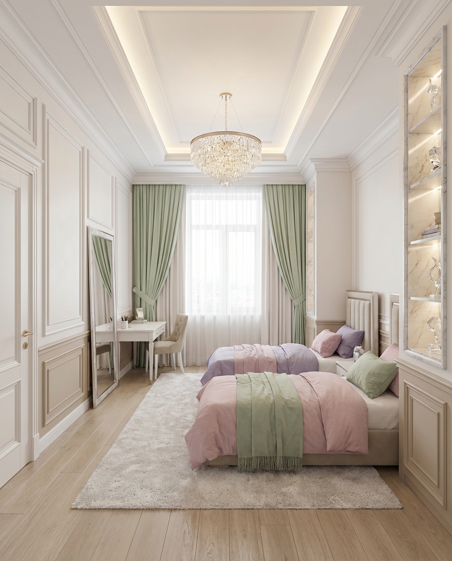 Дизайн детской в стиле Классика — фото интерьера от нейросети RoomGPT