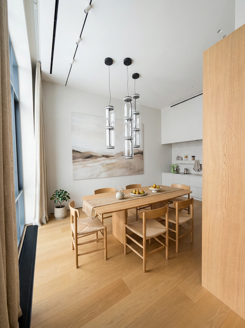 Дизайн интерьера в стиле Сканди — Кухня от нейросети RoomGPT