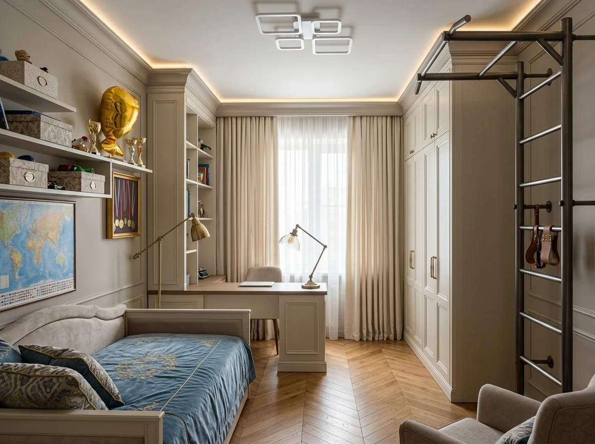 Дизайн детской в стиле Классика — фото интерьера от нейросети RoomGPT