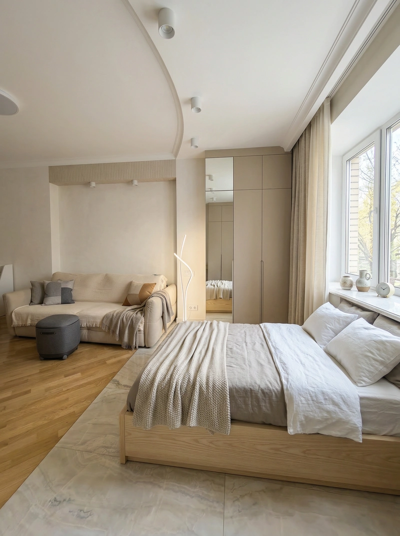 Дизайн интерьера в стиле Сканди — Спальня от нейросети RoomGPT