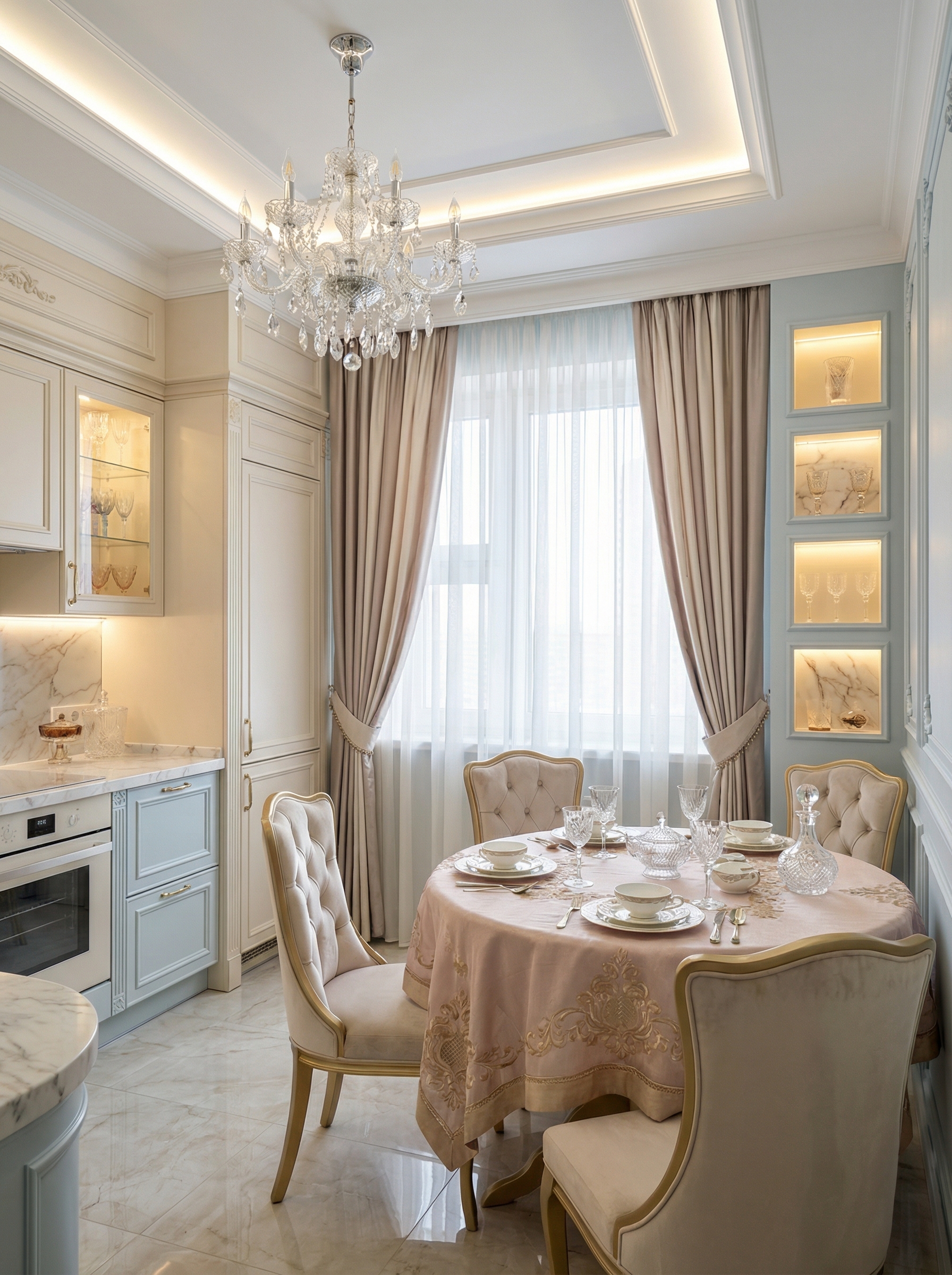 Дизайн кухни в стиле Классика — фото интерьера от нейросети RoomGPT