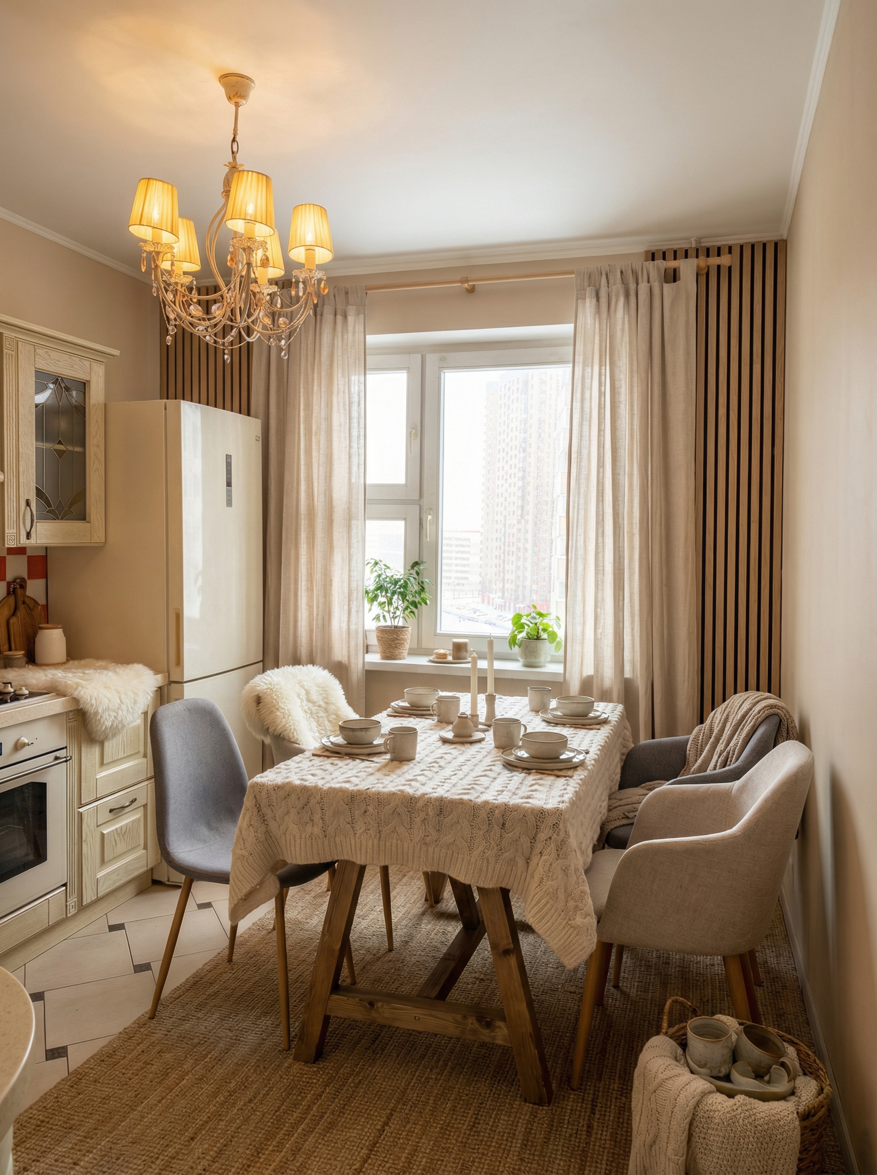 Дизайн кухни в стиле Хюгге — фото интерьера от нейросети RoomGPT