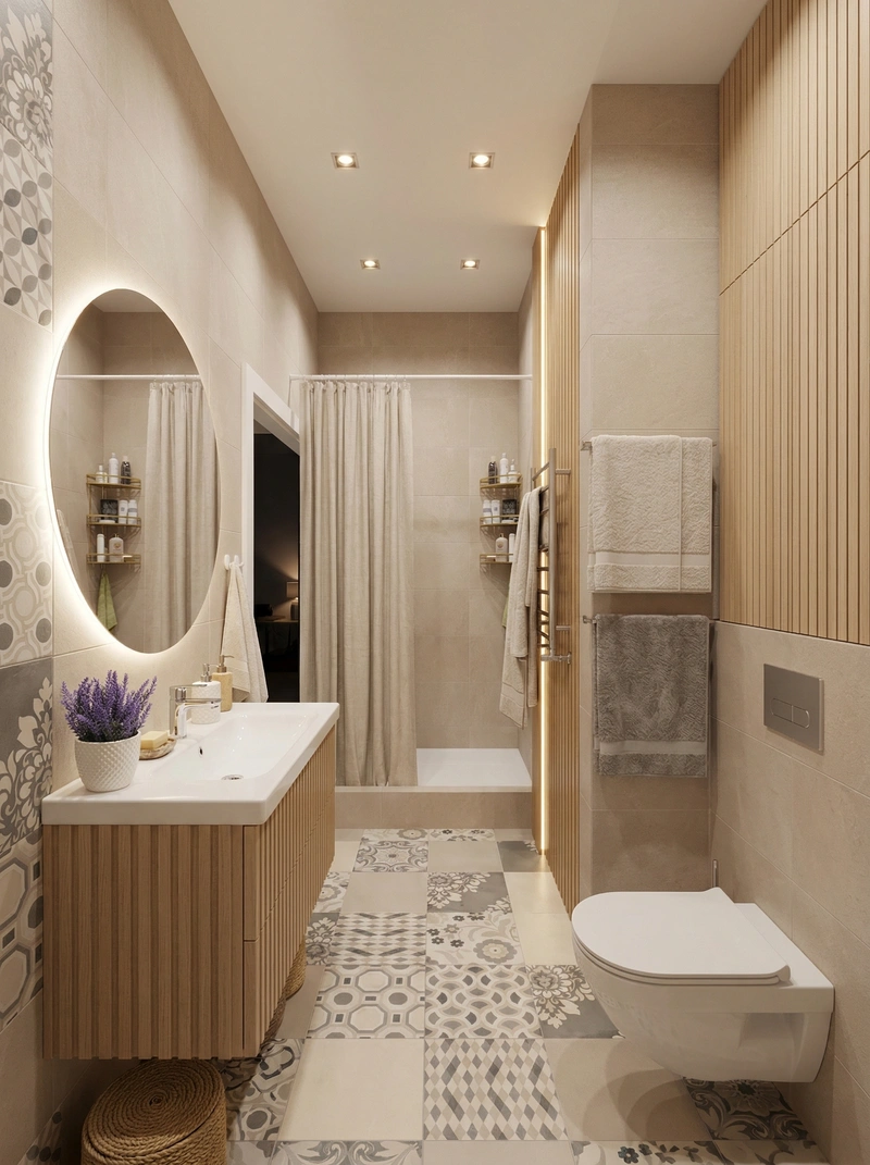 Дизайн ванной в стиле Хюгге — фото интерьера от нейросети RoomGPT