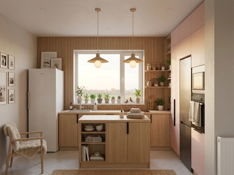 Дизайн кухни в стиле Хюгге — фото интерьера от нейросети RoomGPT