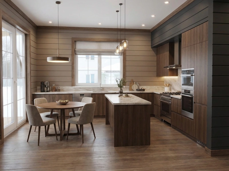 Дизайн интерьера в стиле Контемпорари — Кухня от нейросети RoomGPT