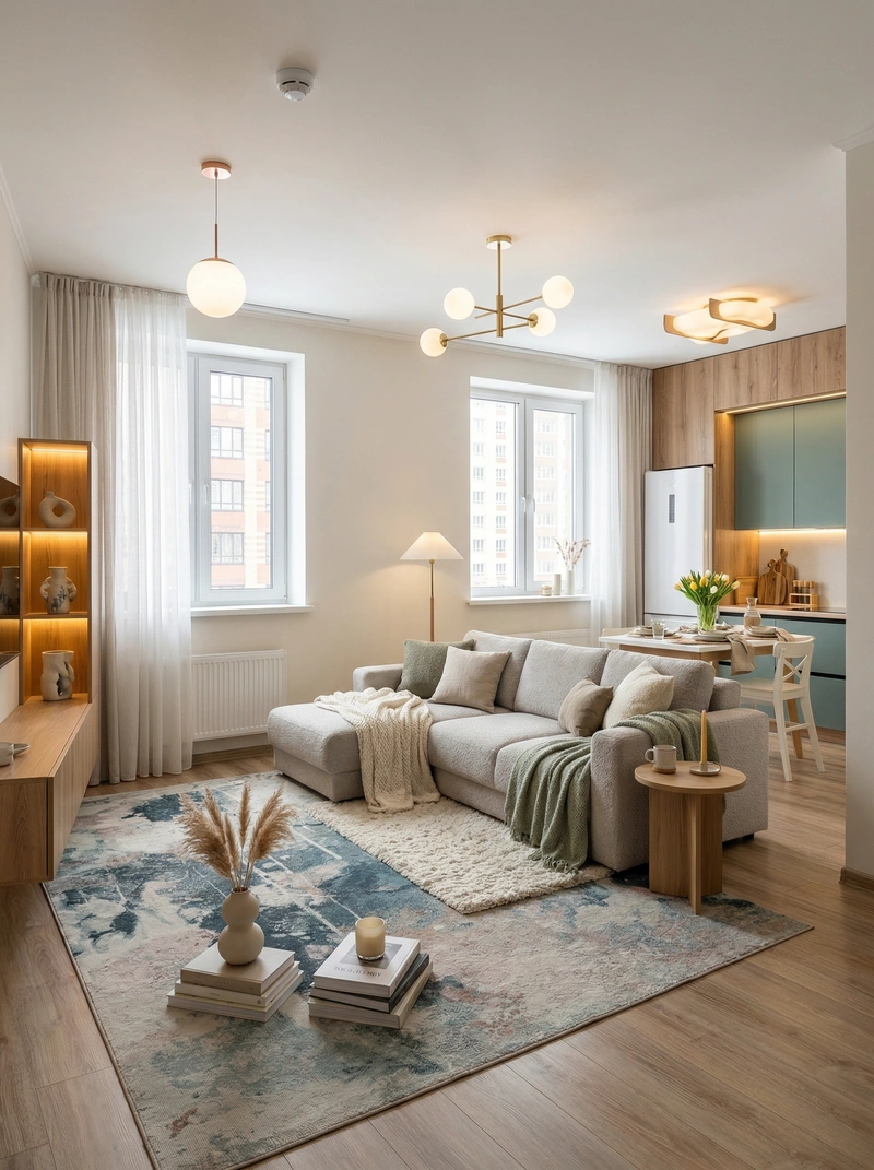 Дизайн интерьера в стиле Хюгге — Гостиная от нейросети RoomGPT