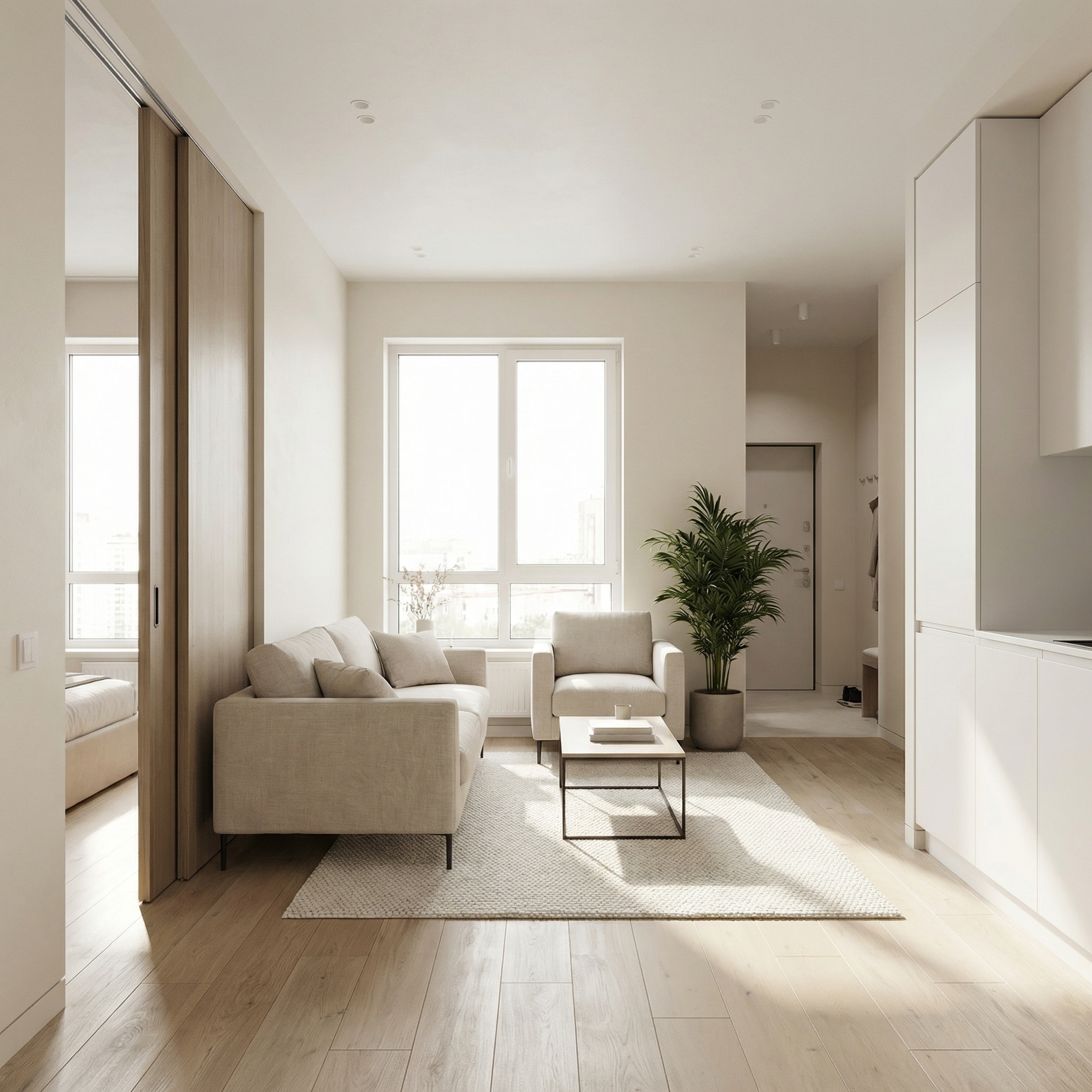 Дизайн гостиной в стиле Минимализм — фото интерьера от нейросети RoomGPT