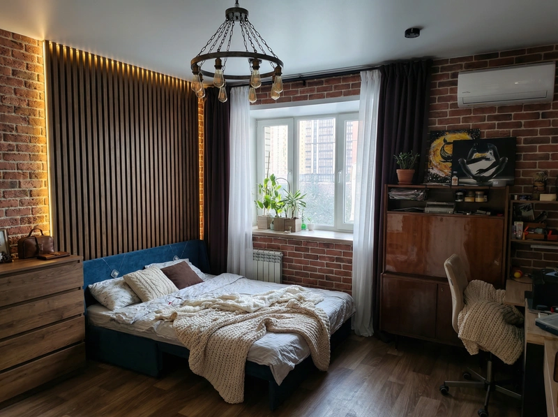 Дизайн интерьера в стиле Лофт — Кабинет от нейросети RoomGPT