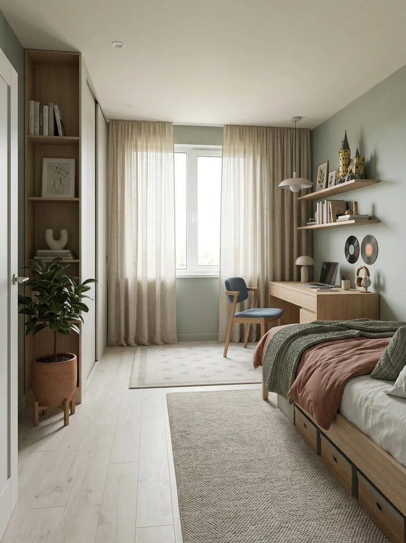 Дизайн детской в стиле Сканди — фото интерьера от нейросети RoomGPT