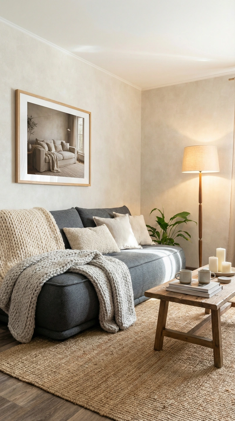 Дизайн интерьера в стиле Хюгге — Гостиная от нейросети RoomGPT