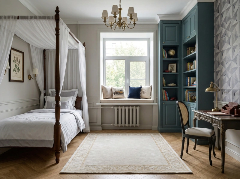 Дизайн детской в стиле Классика — фото интерьера от нейросети RoomGPT
