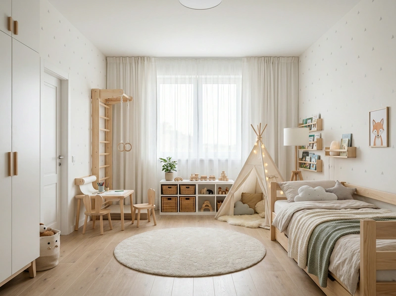 Дизайн детской в стиле Хюгге — фото интерьера от нейросети RoomGPT