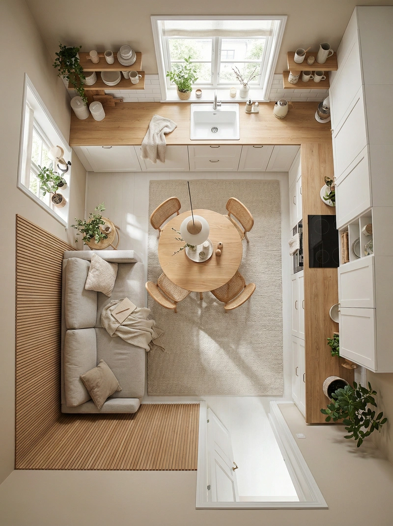 Дизайн интерьера в стиле Хюгге — Кухня от нейросети RoomGPT