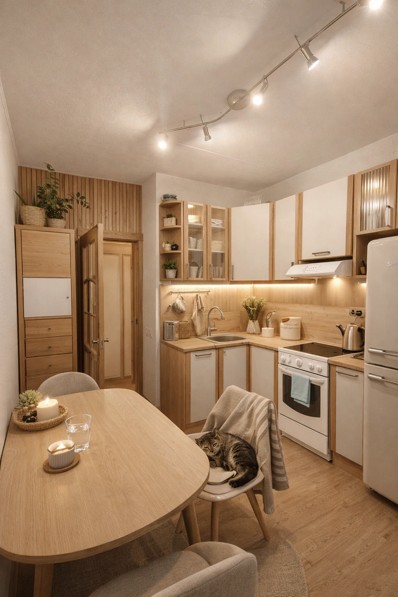 Дизайн интерьера в стиле Хюгге — Кухня от нейросети RoomGPT