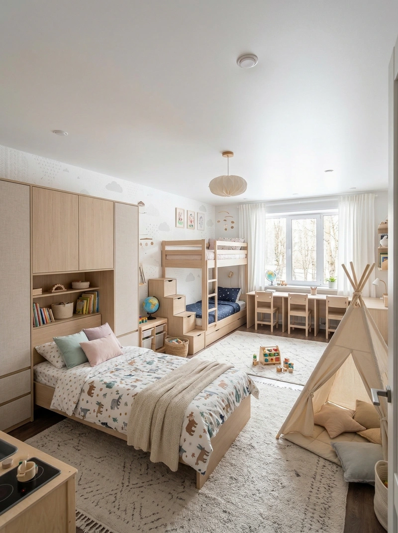 Дизайн детской в стиле Хюгге — фото интерьера от нейросети RoomGPT