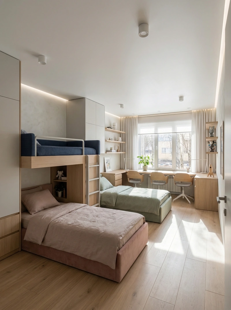 Дизайн детской в стиле Минимализм — фото интерьера от нейросети RoomGPT