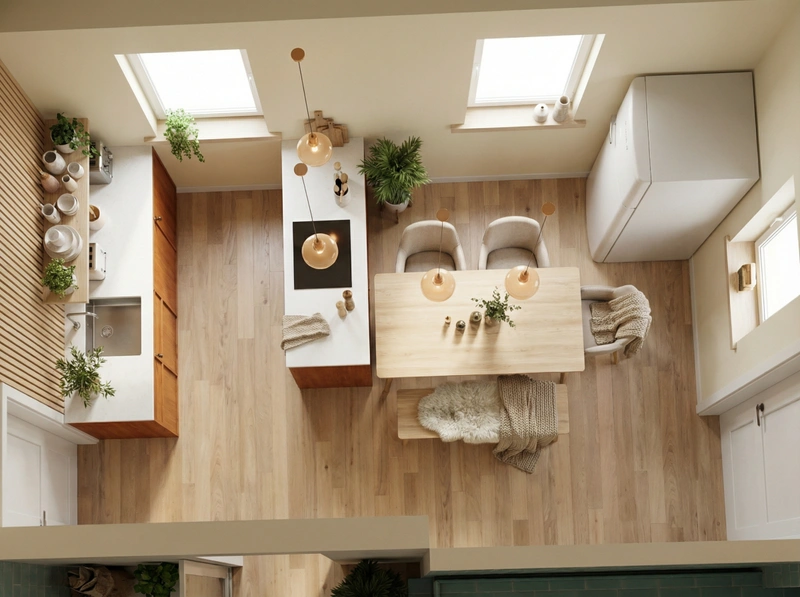 Дизайн интерьера в стиле Хюгге — Кухня от нейросети RoomGPT