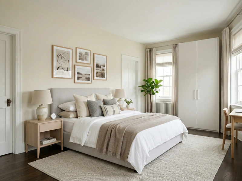 Дизайн спальни в стиле Сканди — фото интерьера от нейросети RoomGPT