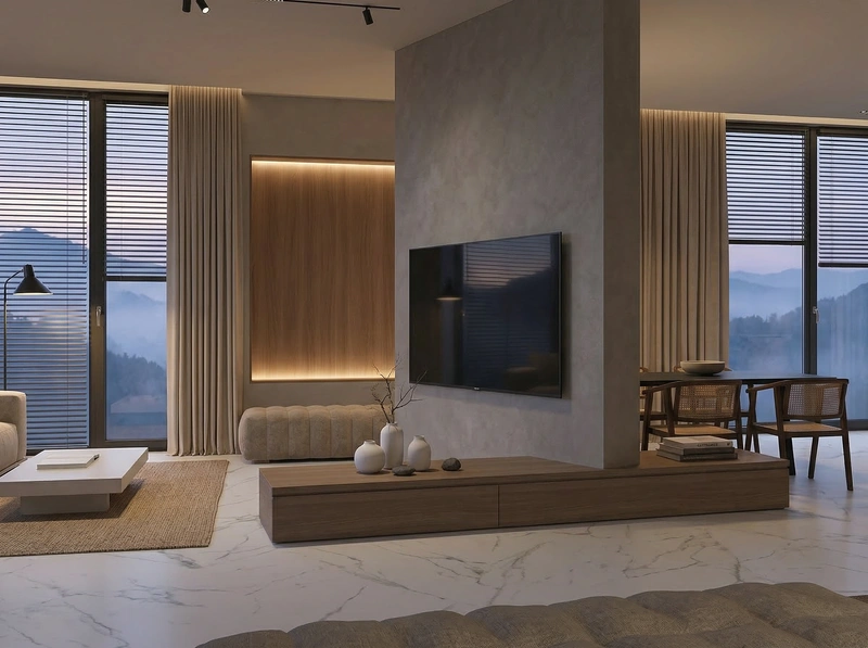Дизайн интерьера в стиле Минимализм — Гостиная от нейросети RoomGPT
