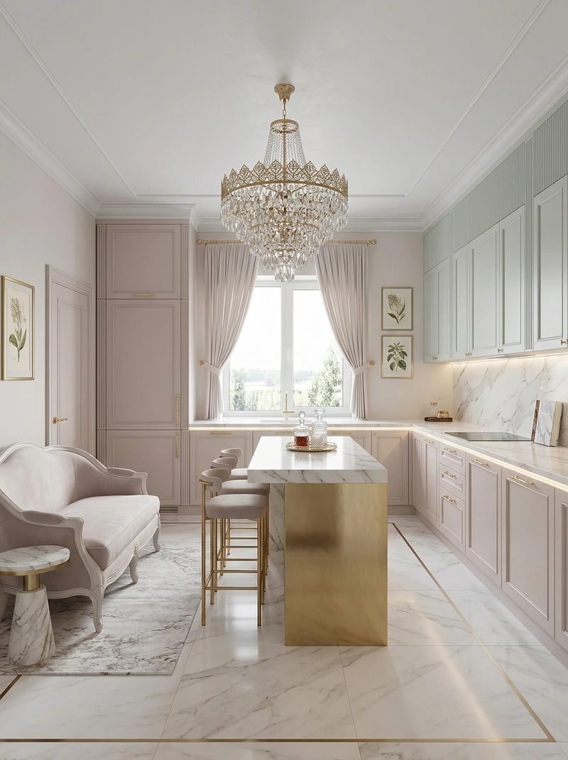 Дизайн кухни в стиле Неоклассика — фото интерьера от нейросети RoomGPT