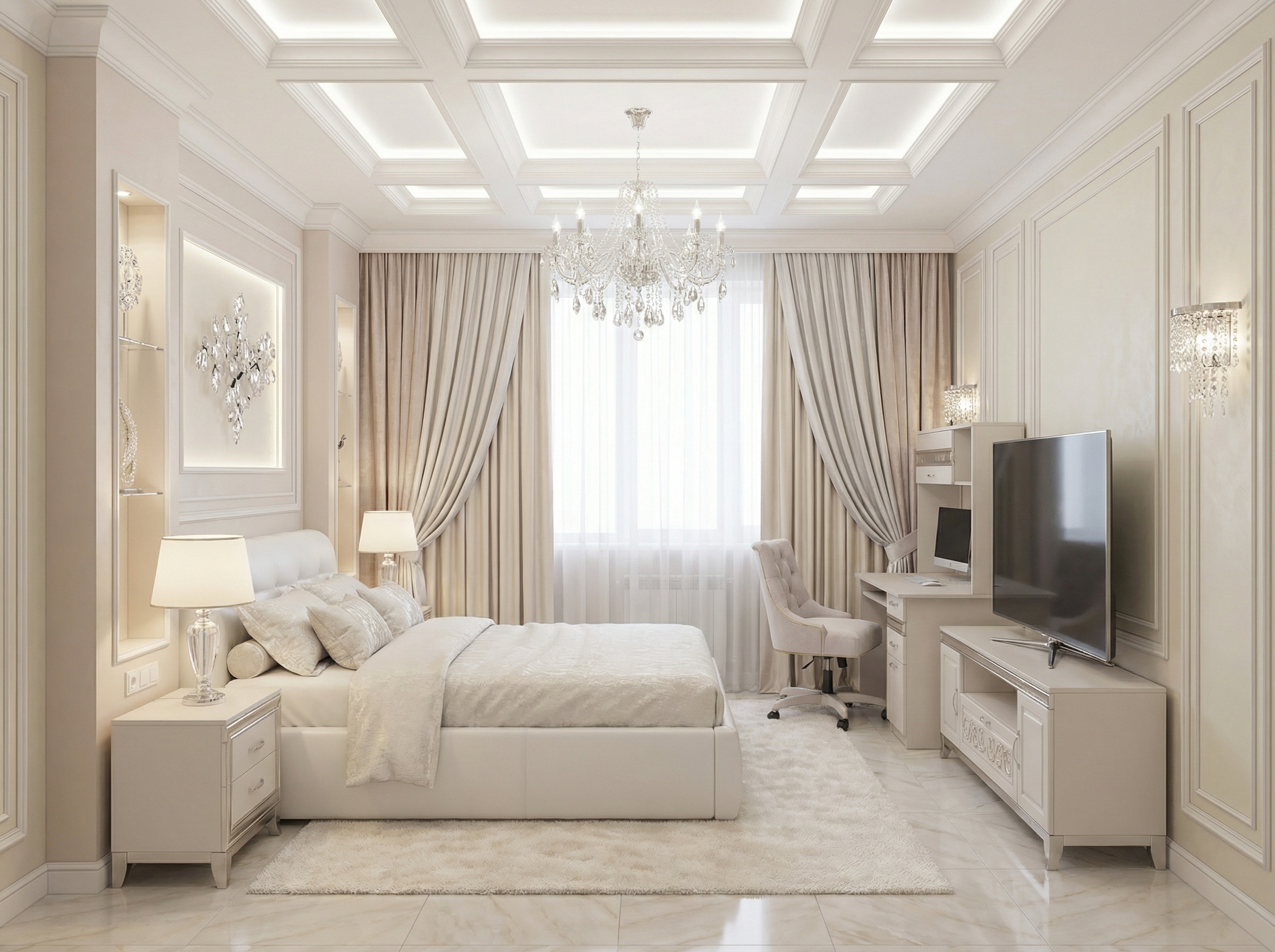 Дизайн спальни в стиле Классика — фото интерьера от нейросети RoomGPT
