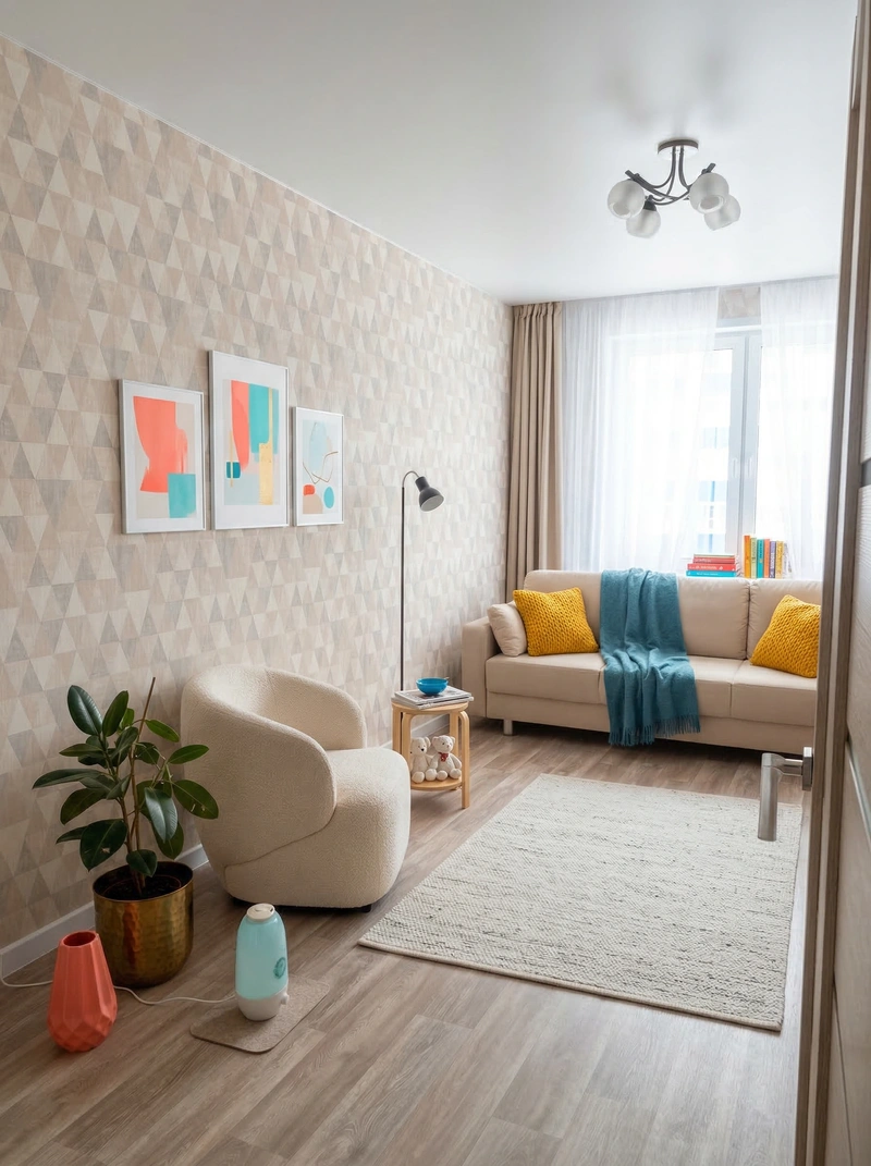 Дизайн интерьера в стиле Минимализм — Гостиная от нейросети RoomGPT