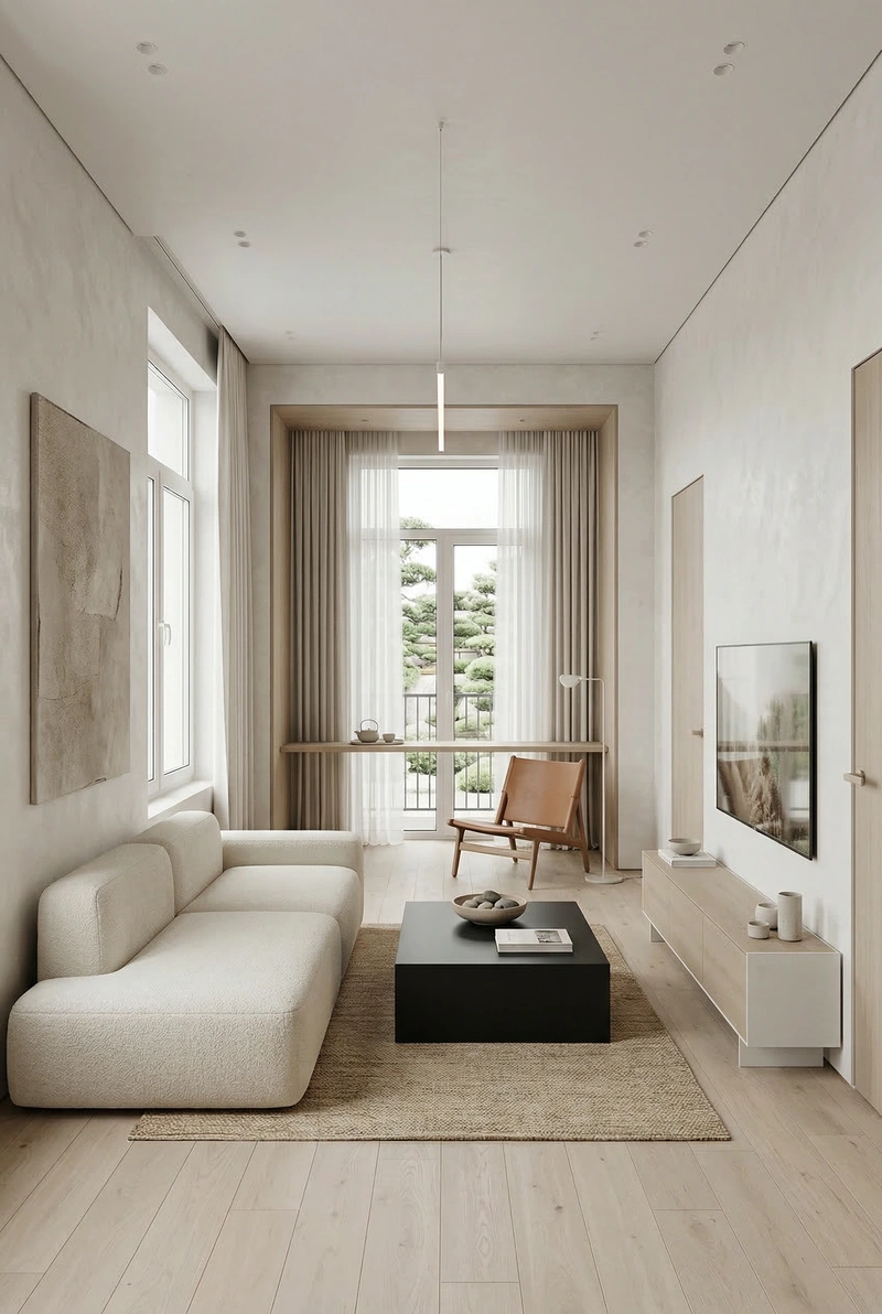 Дизайн интерьера в стиле Минимализм — Гостиная от нейросети RoomGPT