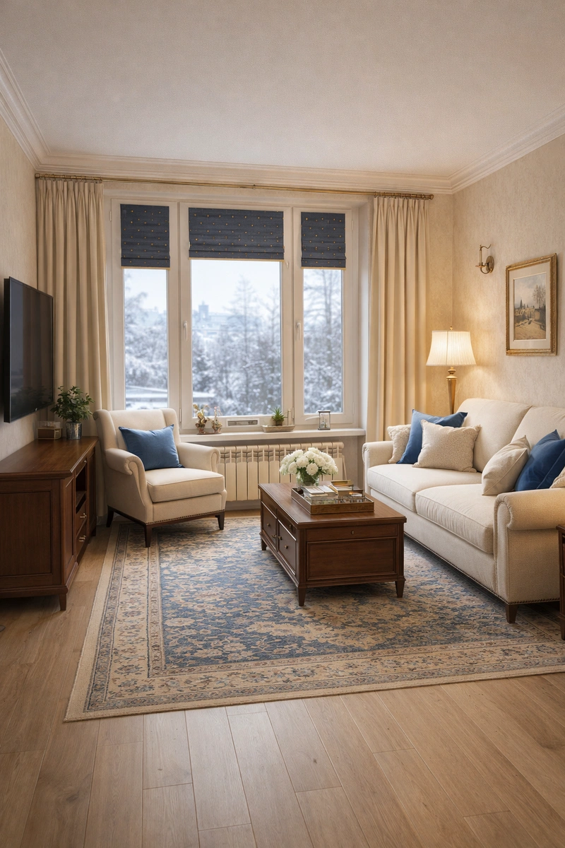 Дизайн интерьера в стиле Классика — Гостиная от нейросети RoomGPT