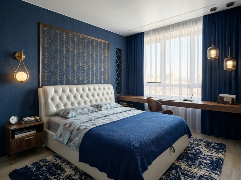 Дизайн спальни в стиле Британский — фото интерьера от нейросети RoomGPT