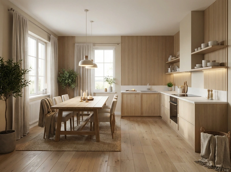 Дизайн интерьера в стиле Хюгге — Кухня от нейросети RoomGPT