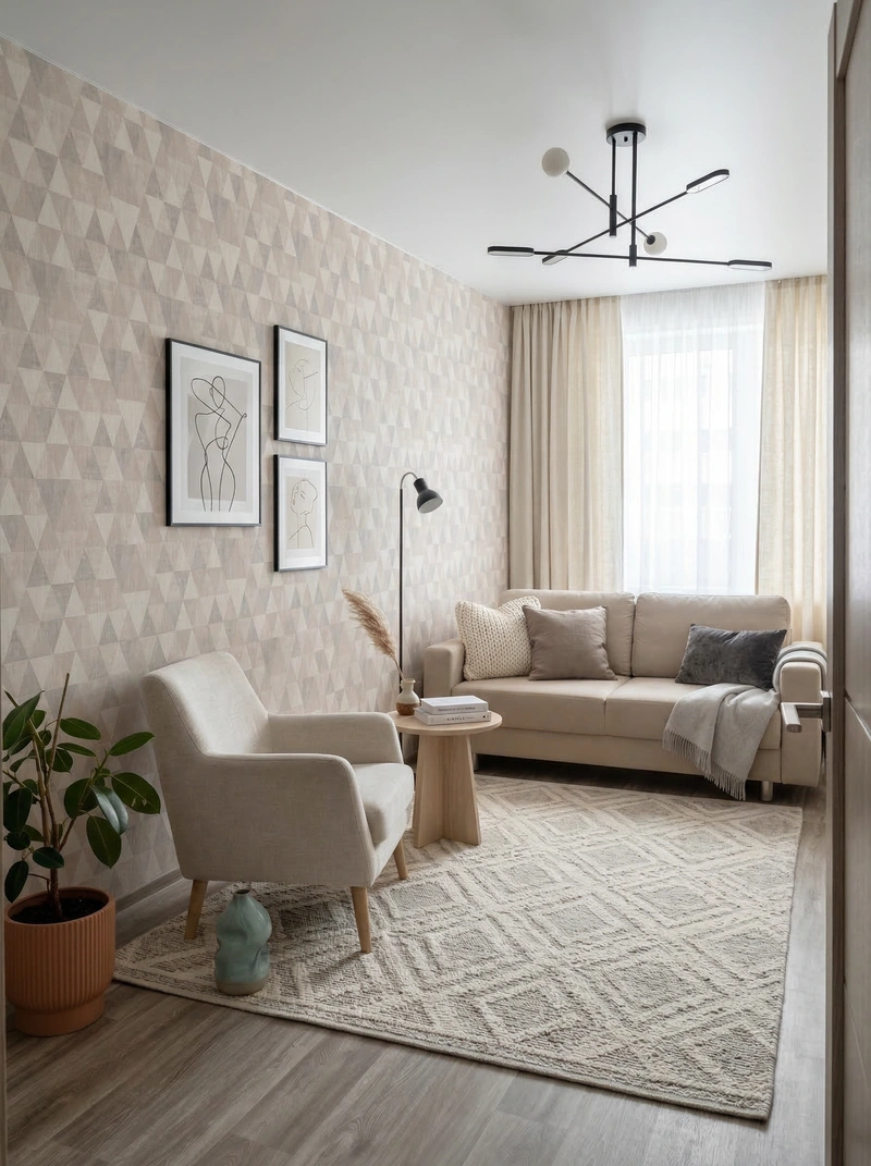 Дизайн интерьера в стиле Минимализм — Гостиная от нейросети RoomGPT