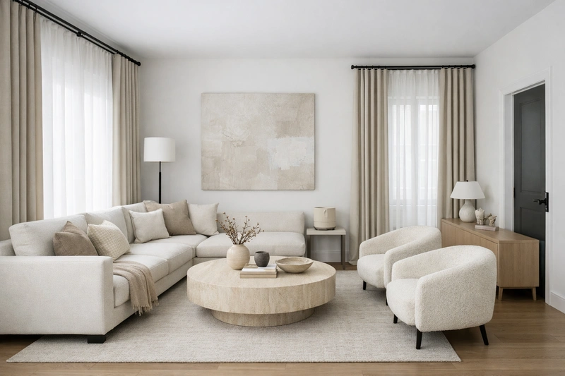 Дизайн интерьера в стиле Минимализм — Гостиная от нейросети RoomGPT