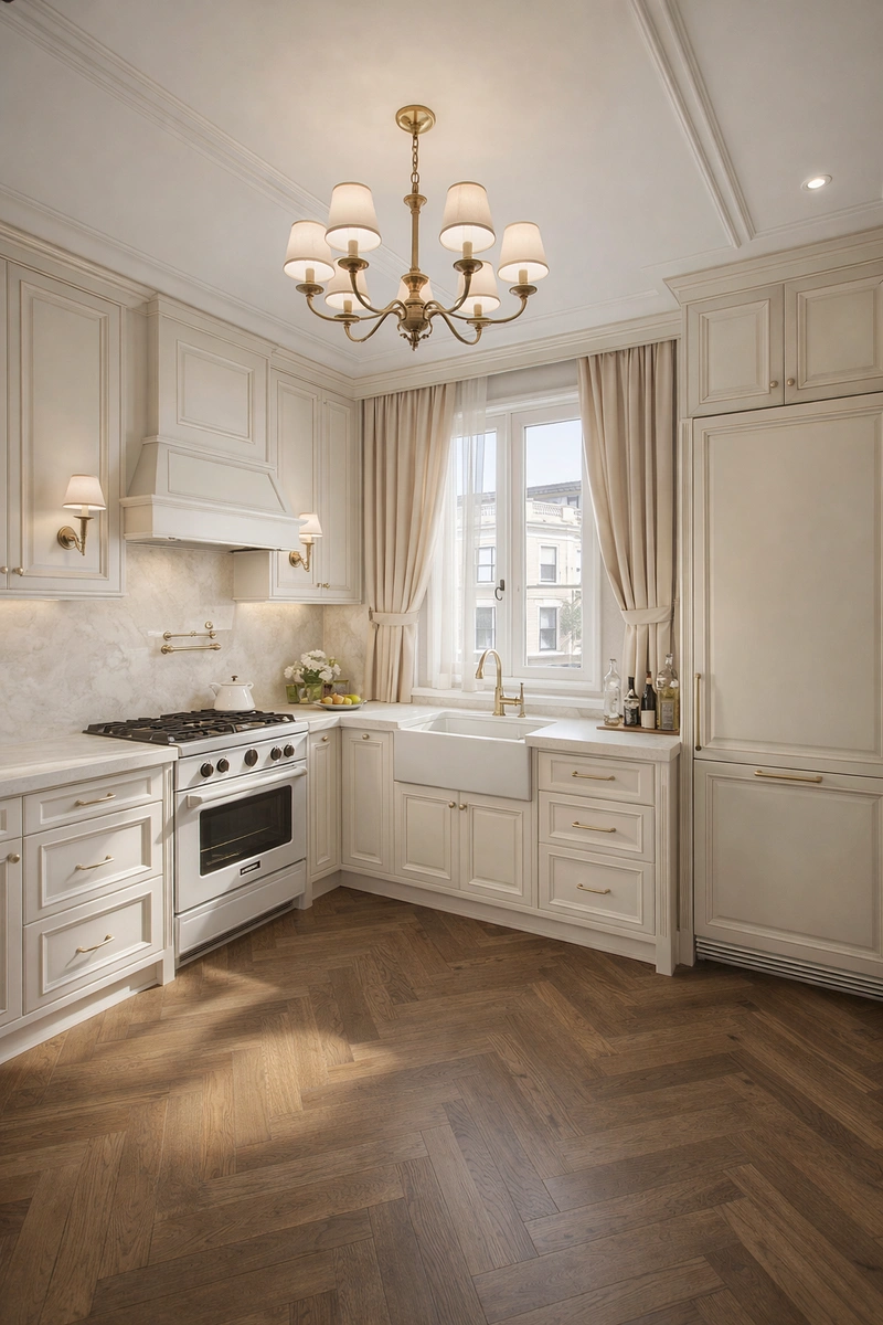 Дизайн кухни в стиле Классика — фото интерьера от нейросети RoomGPT