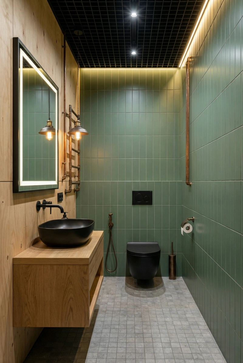 Дизайн интерьера в стиле Лофт — Ванная от нейросети RoomGPT