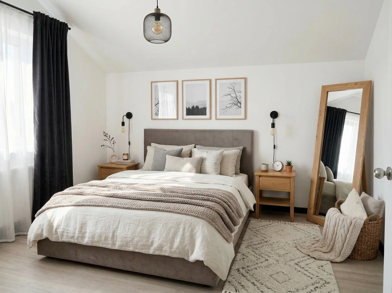 Дизайн спальни в стиле Хюгге — фото интерьера от нейросети RoomGPT