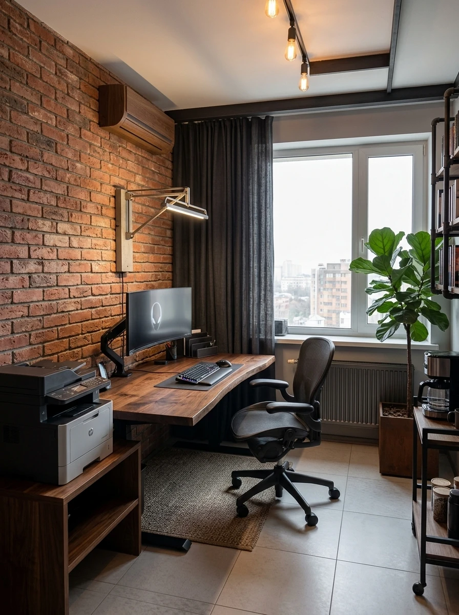 Дизайн кабинета в стиле Лофт — фото интерьера от нейросети RoomGPT