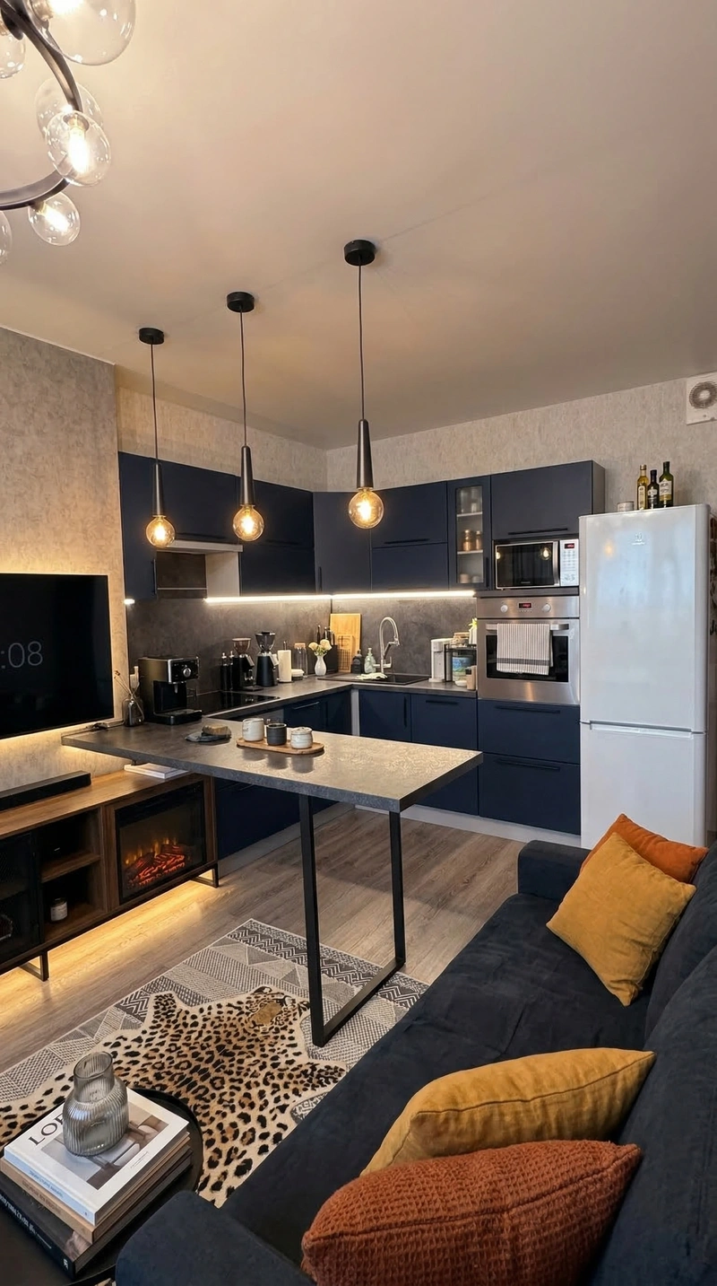 Дизайн гостиной в стиле Лофт — фото интерьера от нейросети RoomGPT