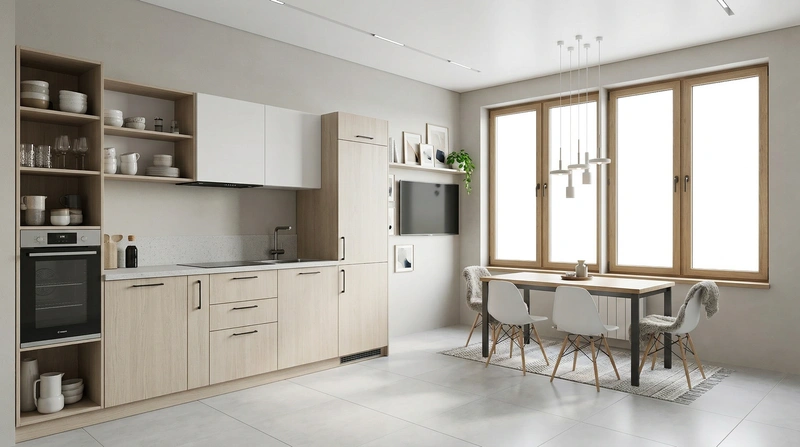 Дизайн интерьера в стиле Сканди — Кухня от нейросети RoomGPT