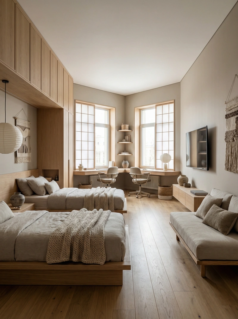 Дизайн детской в стиле Japandi — фото интерьера от нейросети RoomGPT