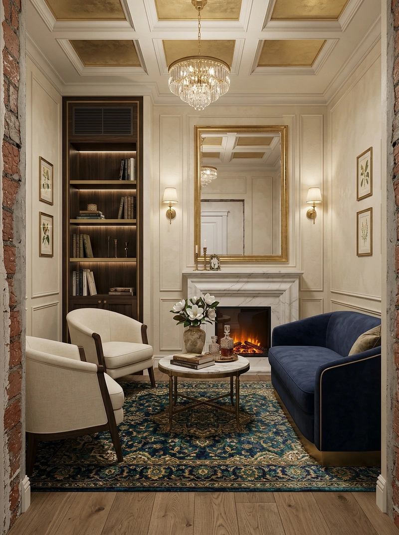 Дизайн интерьера в стиле Классика — Гостиная от нейросети RoomGPT