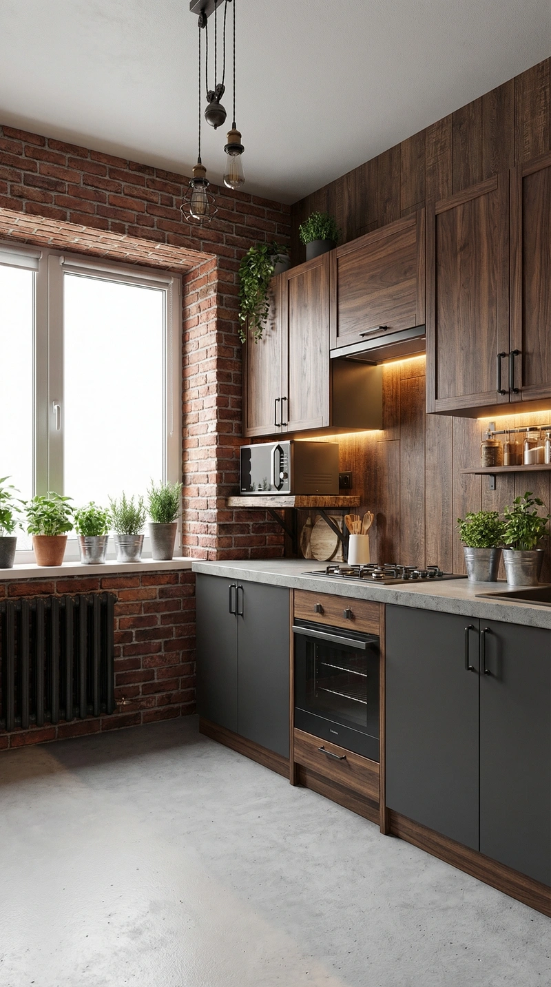 Дизайн интерьера в стиле Лофт — Кухня от нейросети RoomGPT